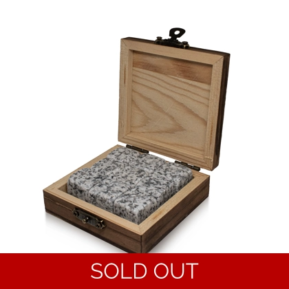White Granite Whisky Stones Wooden Box Set